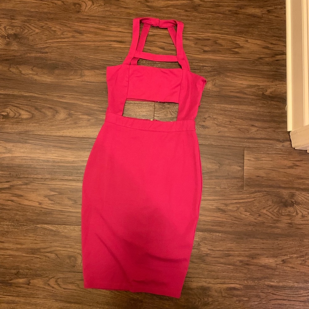 Plum Fuchsia‎ pink cut out fitted club party dress